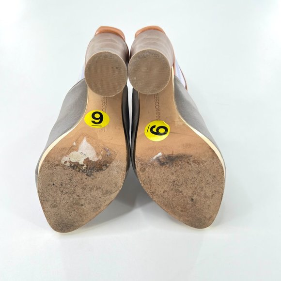 Rebecca Minkoff Ragini Heels Womens 6 Gray Brown Gold Lined Peep Toe Ankle Strap - Picture 4 of 4